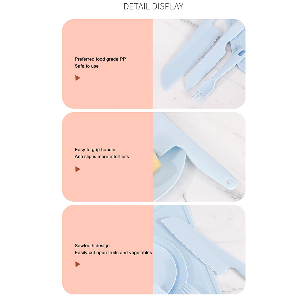 6Pcs / Set Children Chef Knife Cutting Board Plastic Plate Kitchen Utensils Set (BPA Free, No FDA) 6Pcs / Set Children Chef Knife Cutting Board Plastic Plate Kitchen Utensils Set (BPA Free, No FDA)